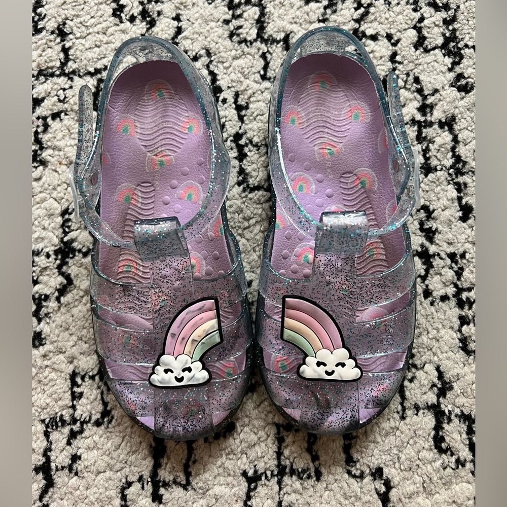 Girls rainbow glitter sandals size 1